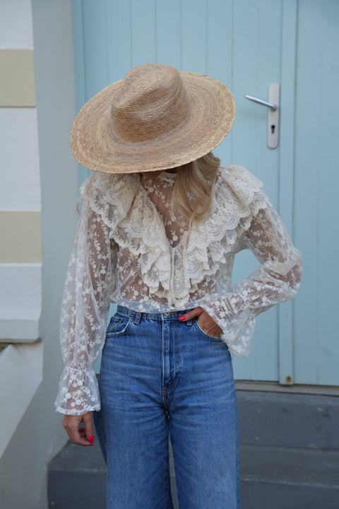 Milko beige - Blouse brodée