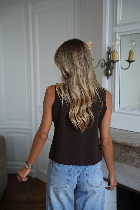 Estel chocolat - Pull sans manches