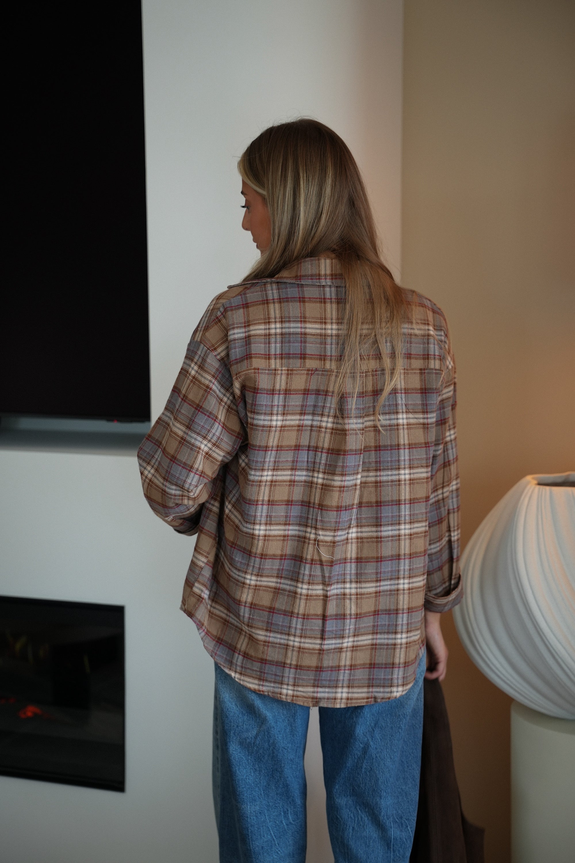 Alfy beige - Chemise à carreaux