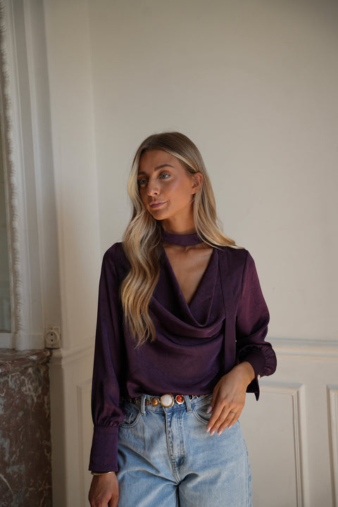Sandra prune - Blouse fluide