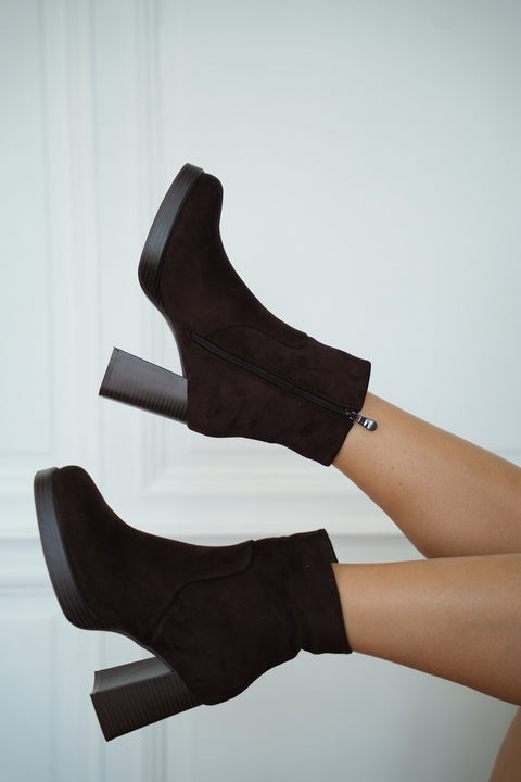 Léonie chocolat - Bottines à talons