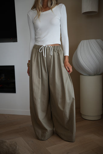Lorya beige - Pantalon ample