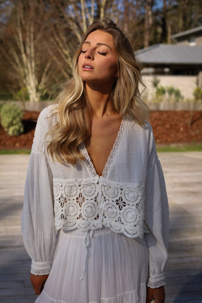 Yacinta blanche - Blouse brodée