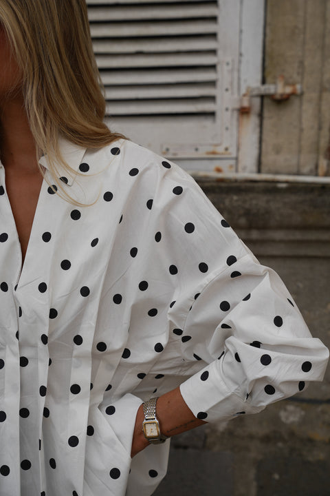 Alena blanche - Blouse à pois