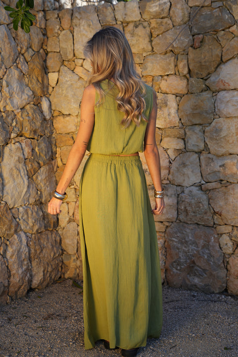 Elize olive - Ensemble jupe/top