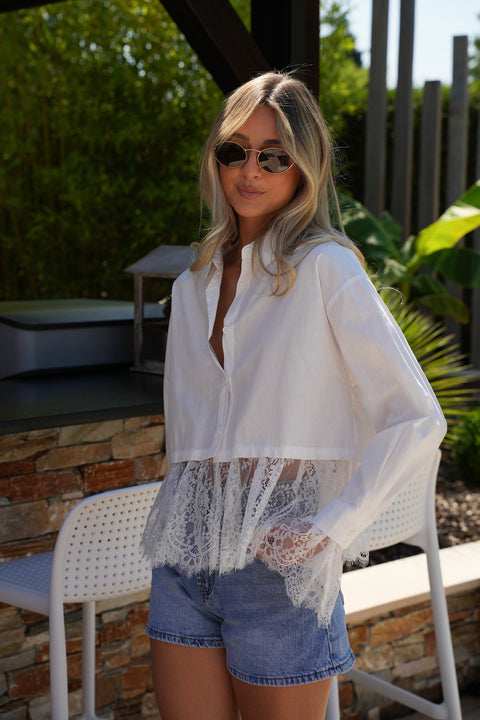 Alica blanche - Blouse dentelle
