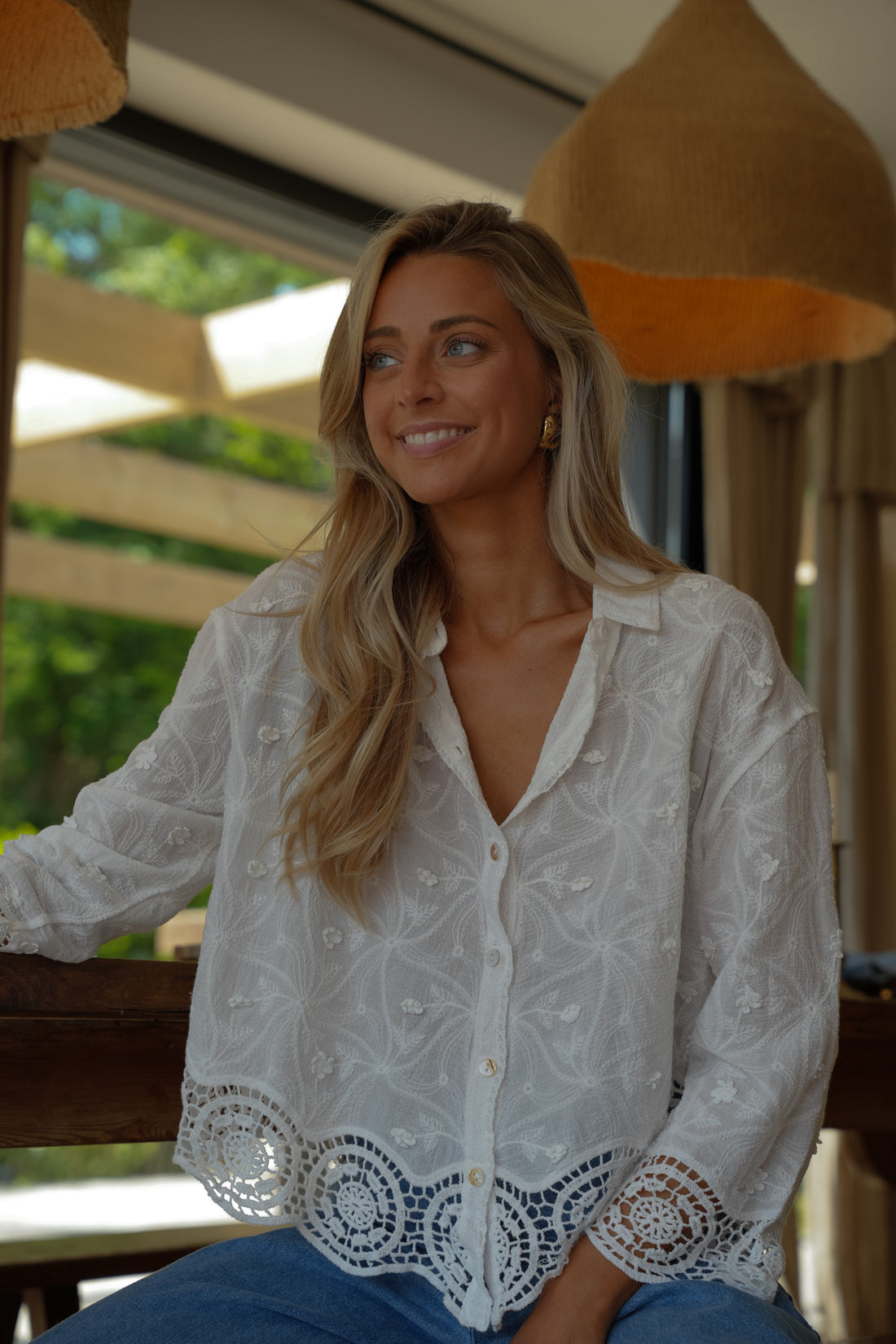 Shelby blanche - Blouse brodée