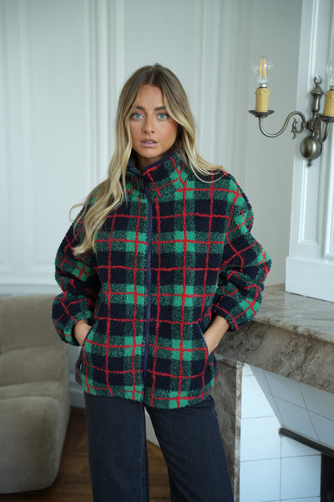 Leanne marine - Veste à carreaux