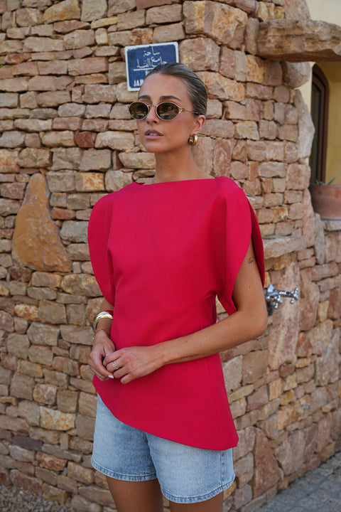 Garance rouge - Blouse asymétrique