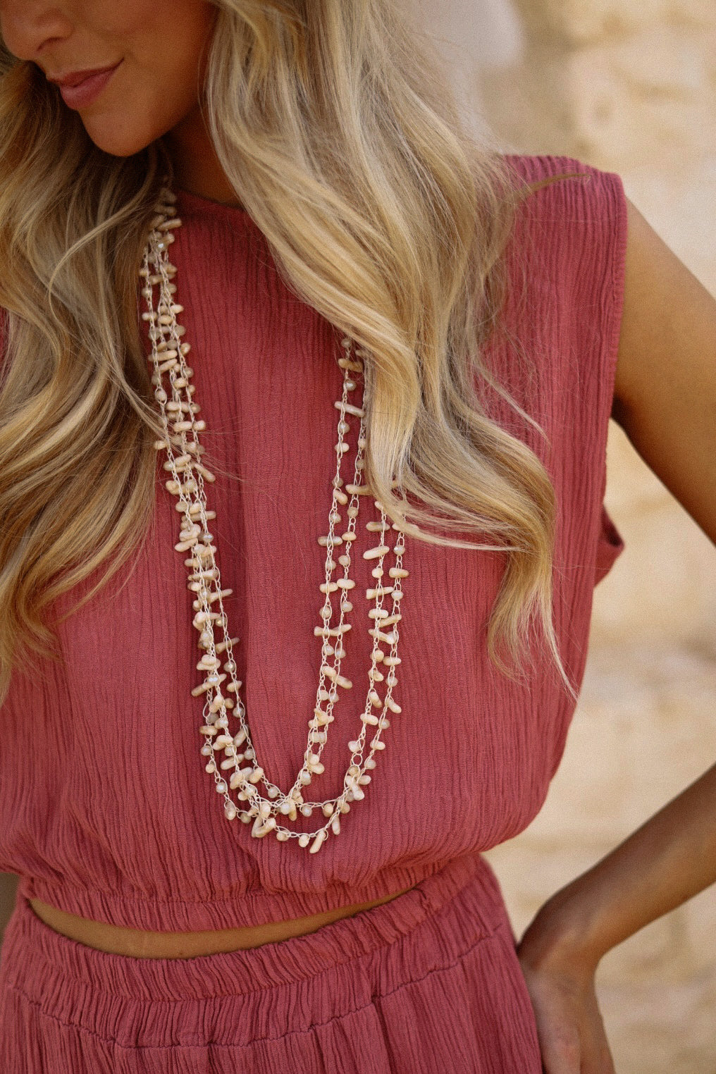 Manie crème - Collier perles