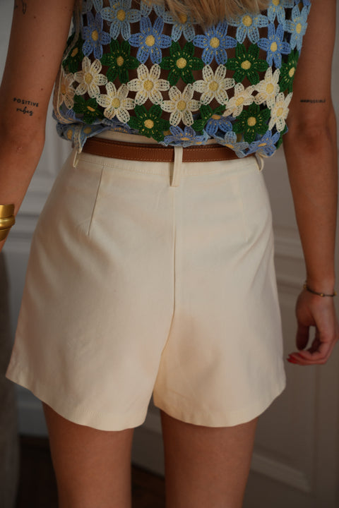 Nils crème - Short taille haute