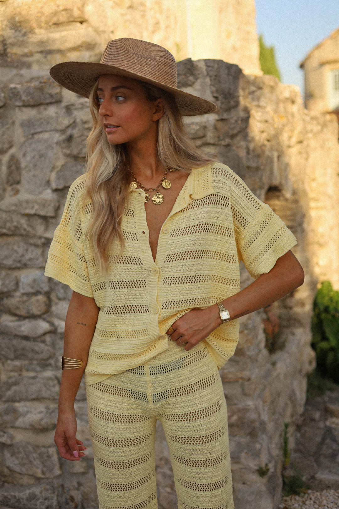 Kaly jaune - Blouse crochet
