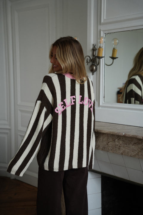 Milo chocolat - Pull rayé