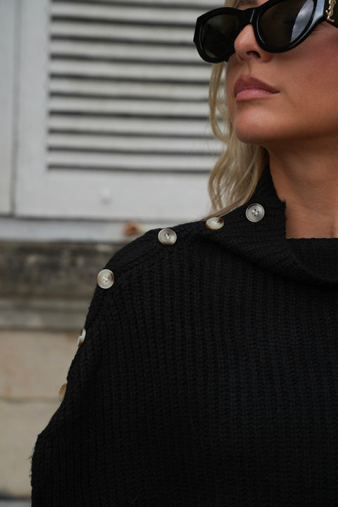 Linne noir - Pull cape