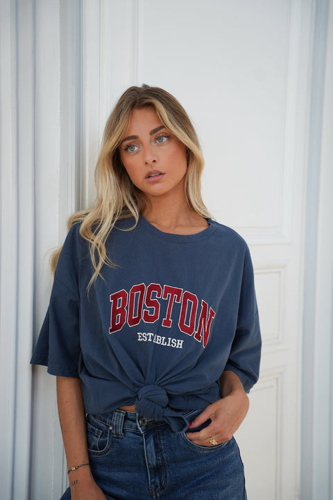 Lino bleu - T-shirt brodé