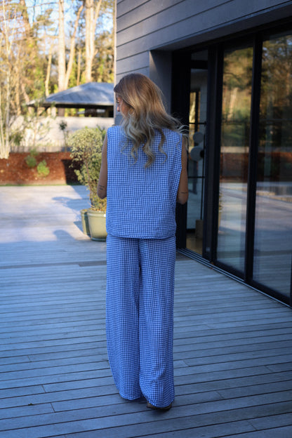 Maud bleue - Veste vichy