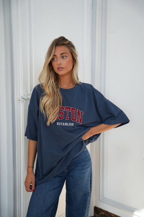 Lino bleu - T-shirt brodé