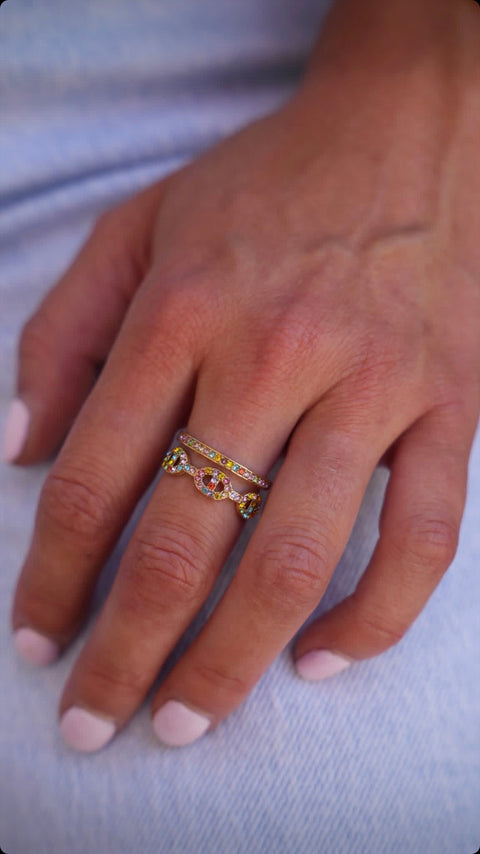 Perla colorée - Bague acier