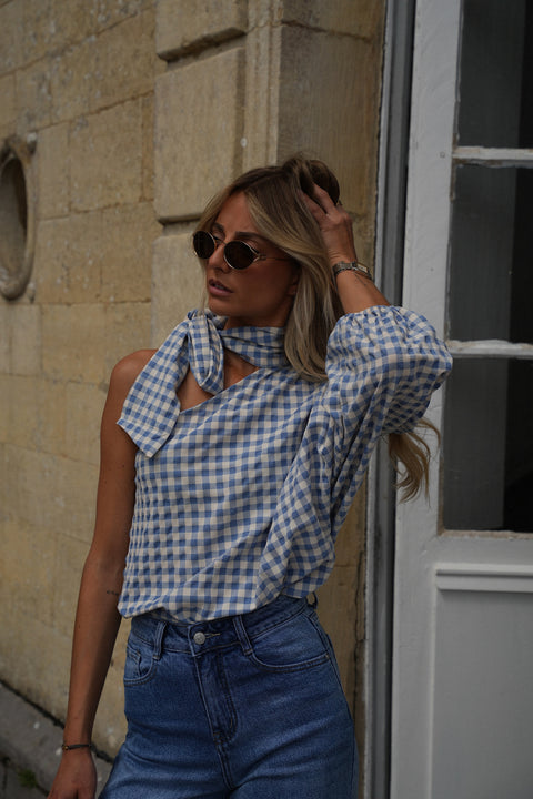 Pearl bleue - Blouse vichy