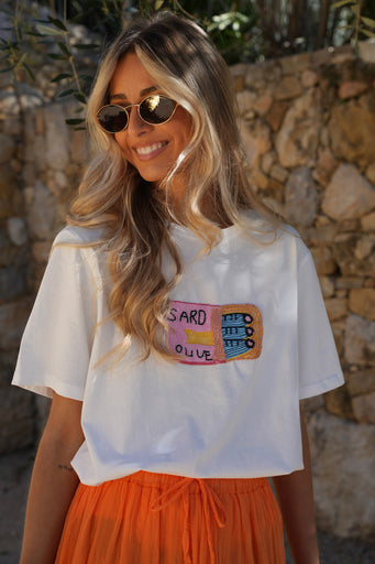 Sali blanc - T-shirt perlé