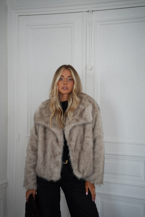 Elody beige - Manteau fourrure