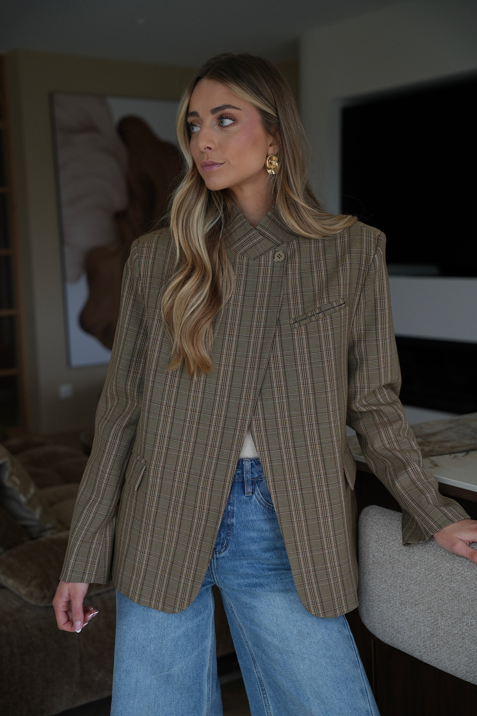 Loane taupe - Blazer asymétrique
