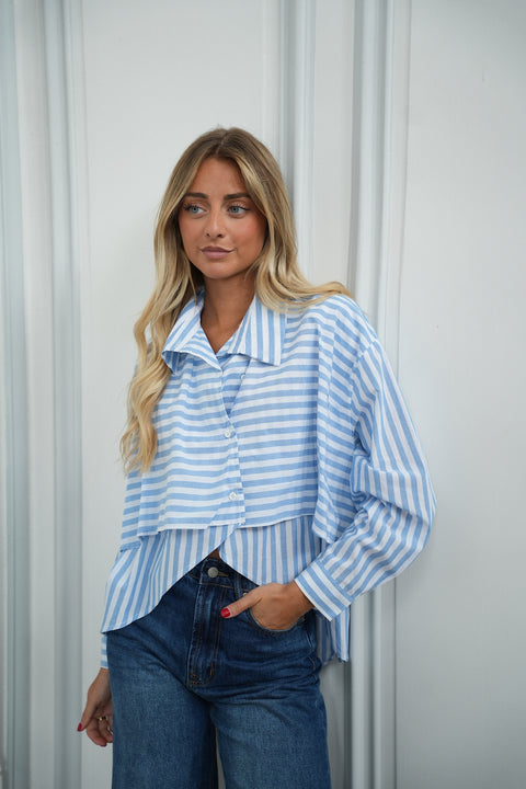 Kalli bleue - Blouse asymétrique