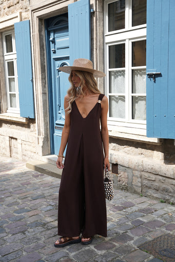 Karen chocolat - Combinaison pantalon