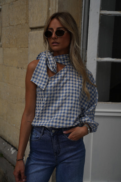 Pearl bleue - Blouse vichy