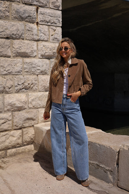Meryl taupe - Veste suédée