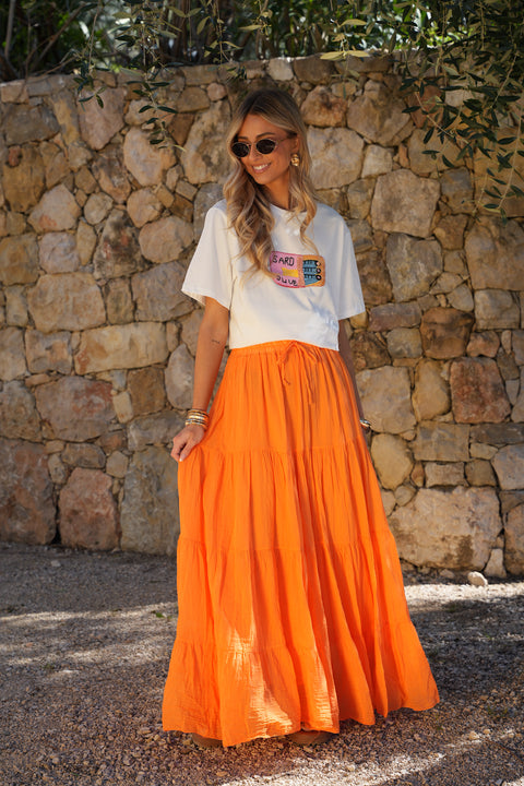 Chloé orange - Jupe longue