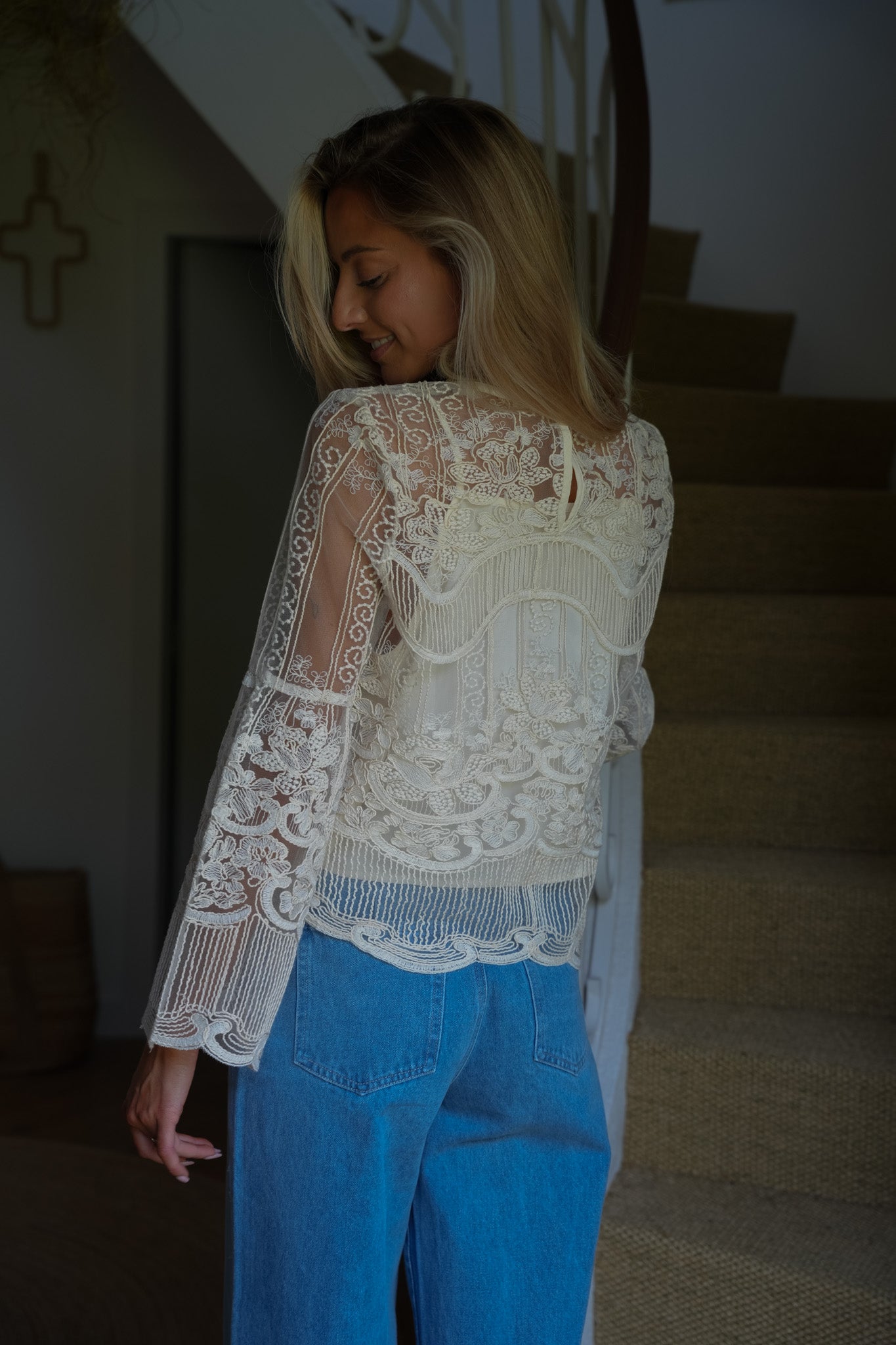 Salma crème - Blouse brodée