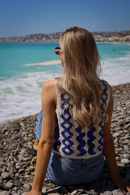 Tara bleu - Top crochet