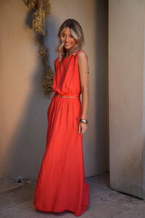 Elize corail - Ensemble jupe/top