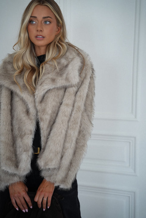 Elody beige - Manteau fourrure