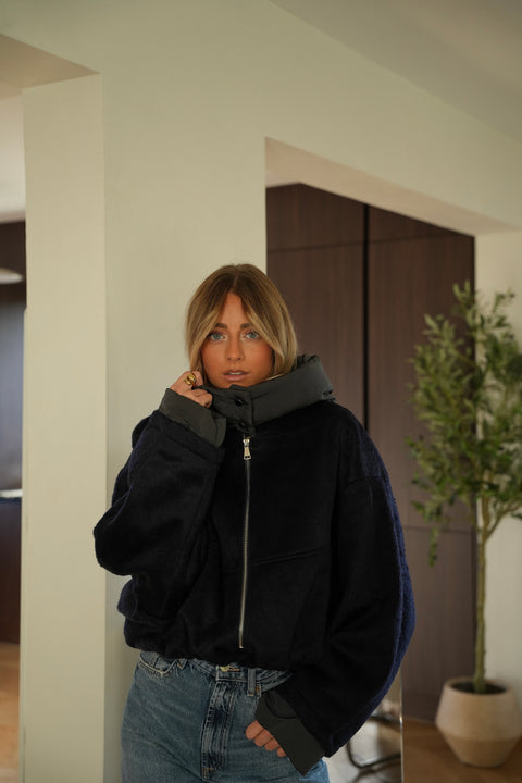 Selina marine - Manteau à capuche