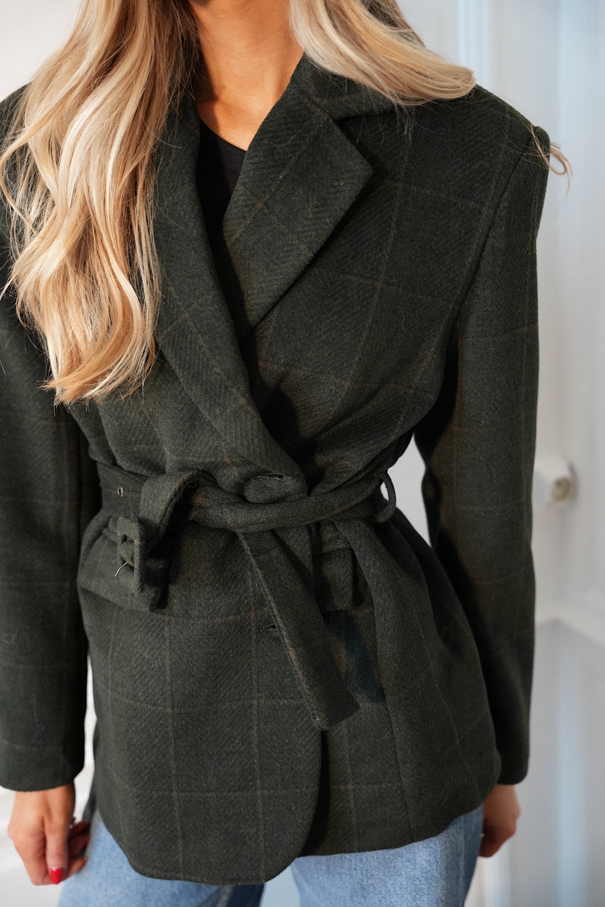 Olivia vert sapin - Veste blazer en laine