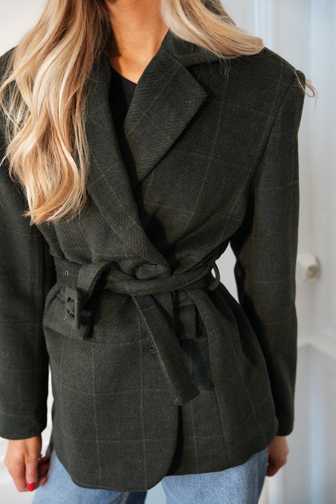 Olivia vert sapin - Veste blazer en laine