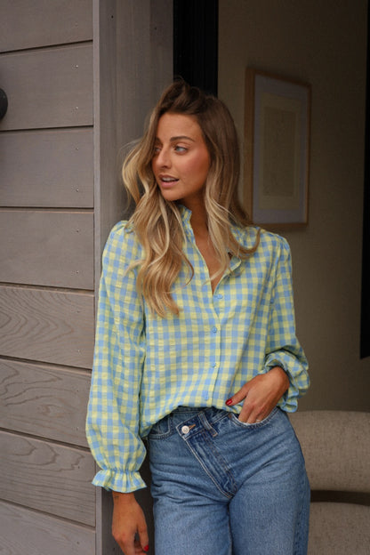Carlos bleue/jaune- Blouse vichy