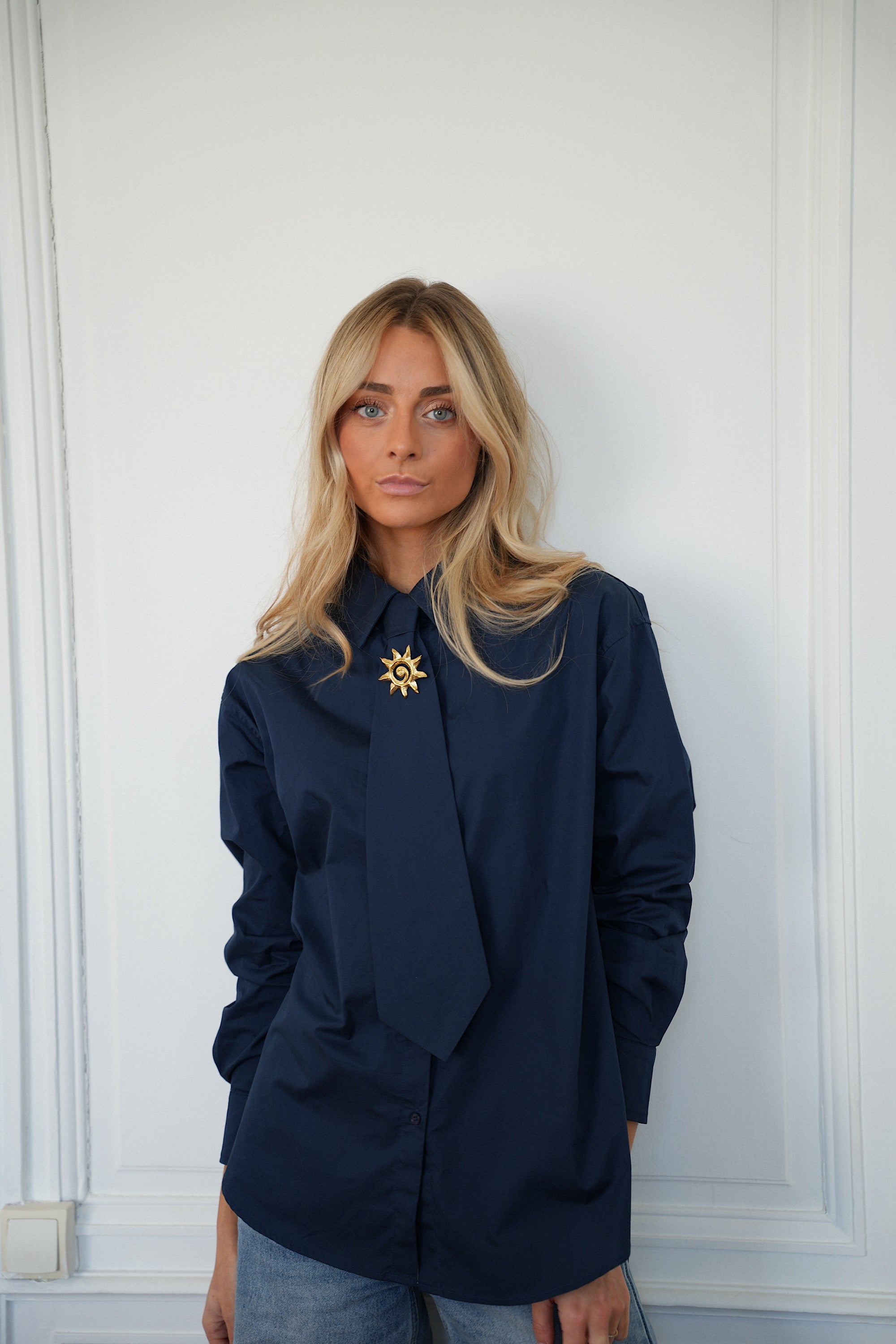 Emy marine - Chemise cravate