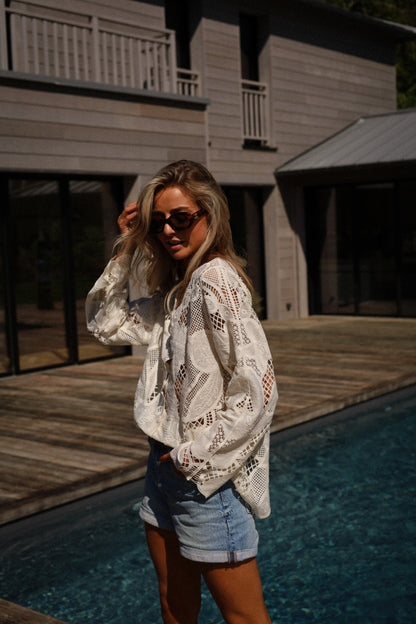 Venizio crème - Blouse brodée
