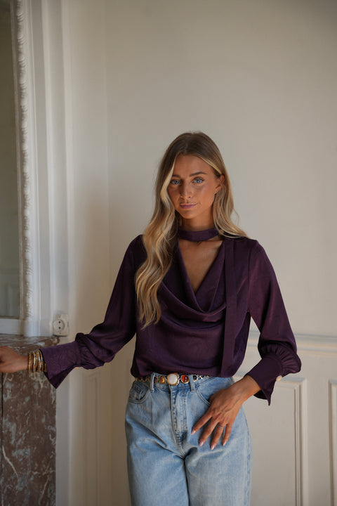 Sandra prune - Blouse fluide