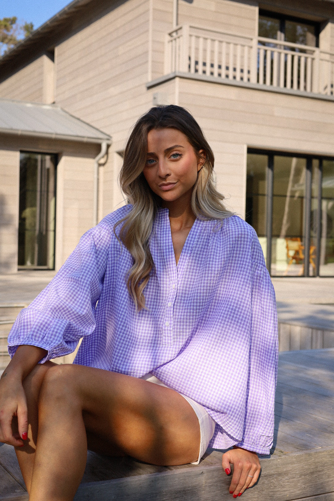 Katie violette - Blouse vichy