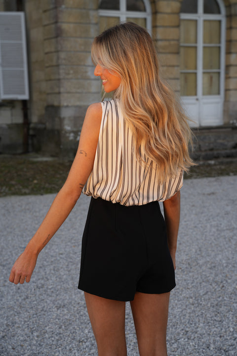 Elma crème/noire - Combishort rayée