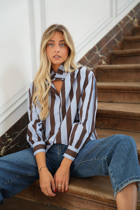 Manelle bleue - Blouse rayée