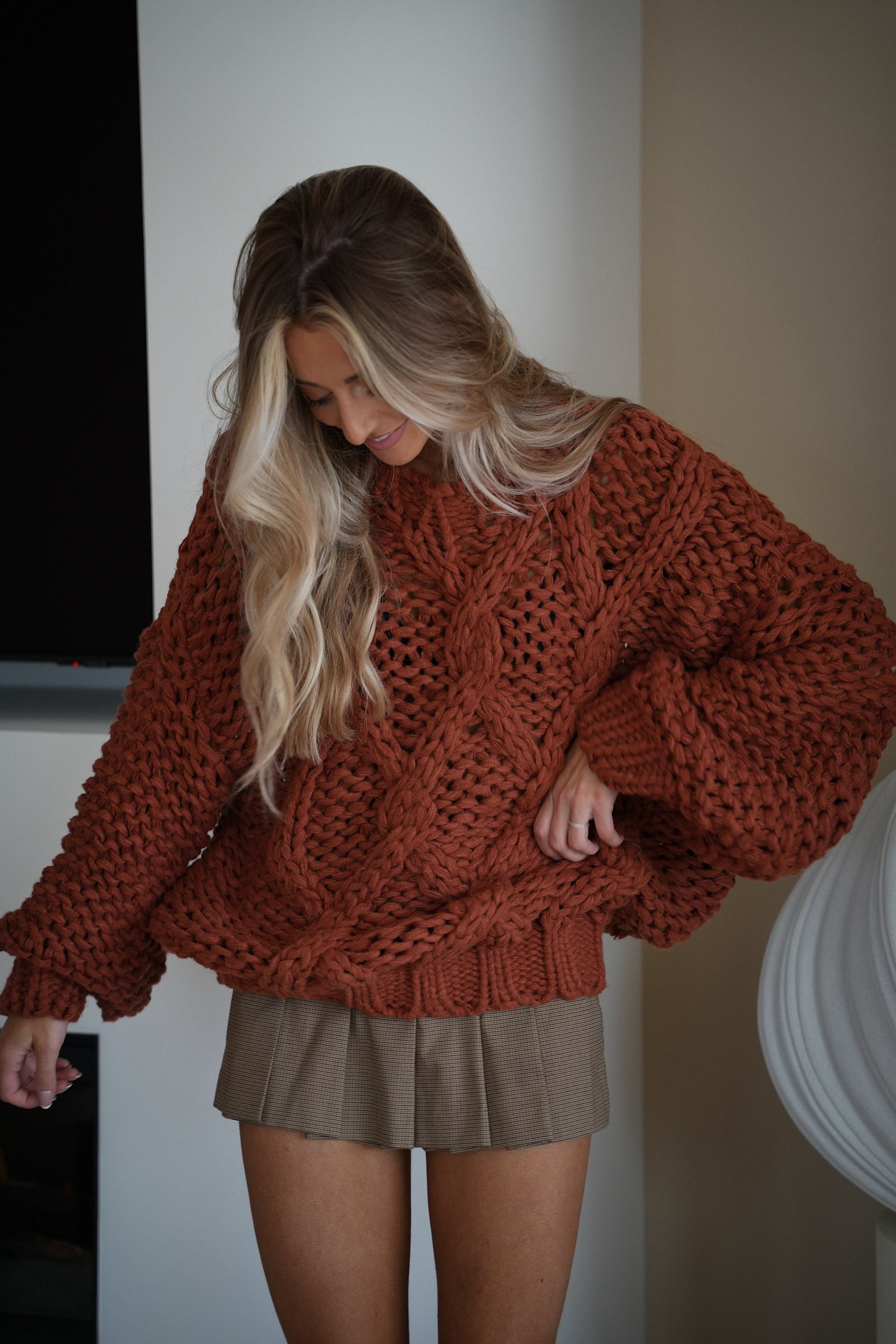 Jipsy terracotta - Pull grosse maille