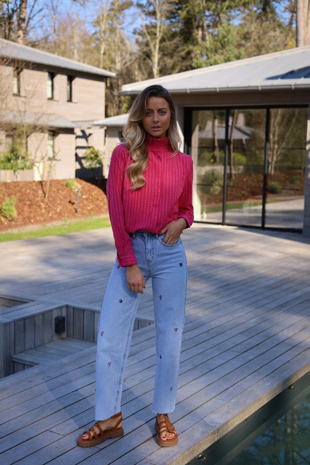 Priscilla rose - Blouse rayée