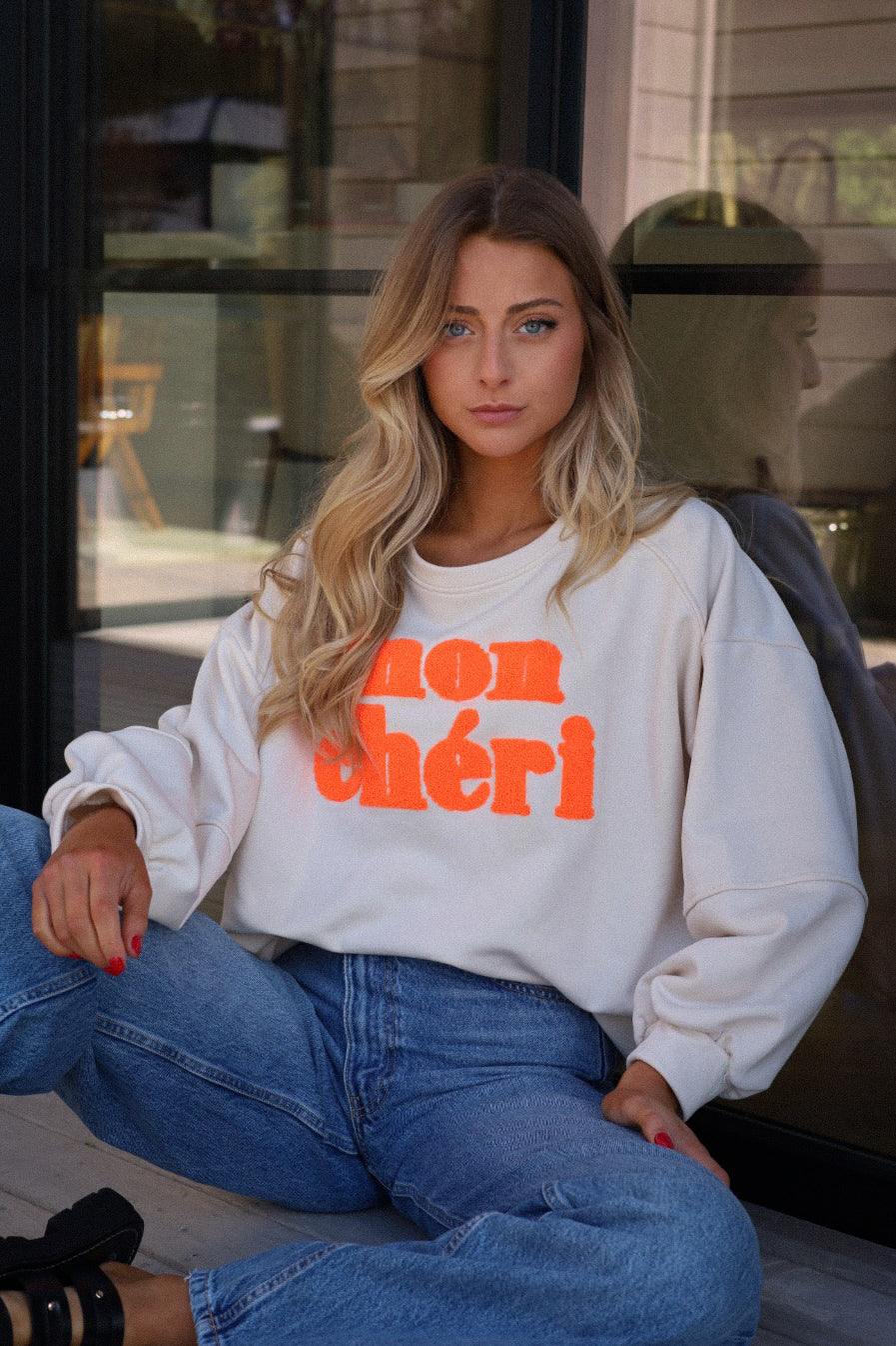 Niels crème - Sweat-shirt brodé