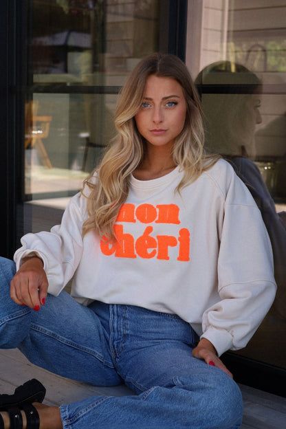Niels crème - Sweat-shirt brodé