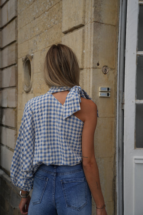 Pearl bleue - Blouse vichy
